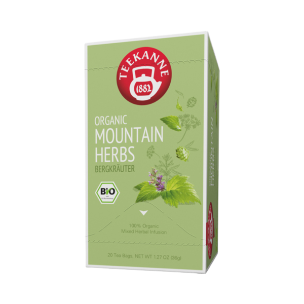 Teekanne BIO Organic Mountain Herbs, Bio Bergkraeuter, Kraeutertee, Teebeutel im Kuvert, 2. Entnahmefach displaytauglich, 36g